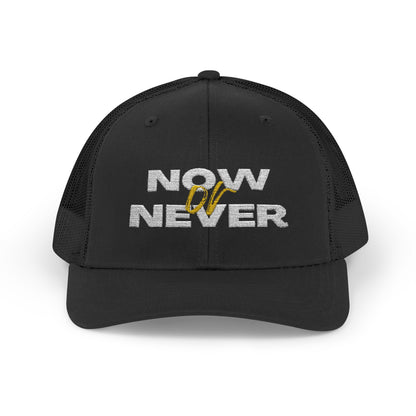 Now or Never Snapback Trucker Cap | Stylish Hat for Everyday, Perfect Gift, Trendy Headwear for Festivals, Sports, Casual Wear