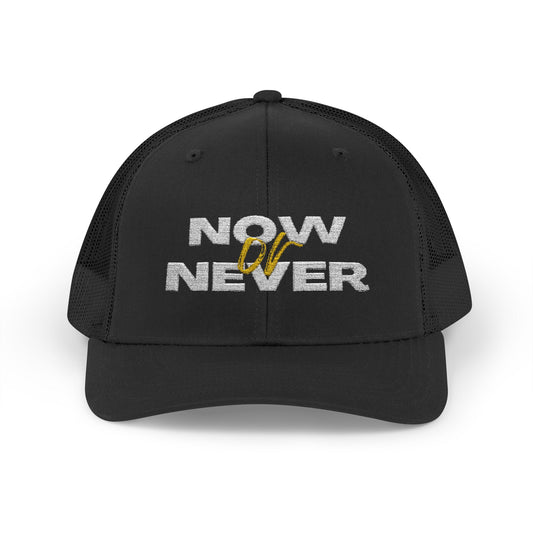 Now or Never Snapback Trucker Cap | Stylish Hat for Everyday, Perfect Gift, Trendy Headwear for Festivals, Sports, Casual Wear