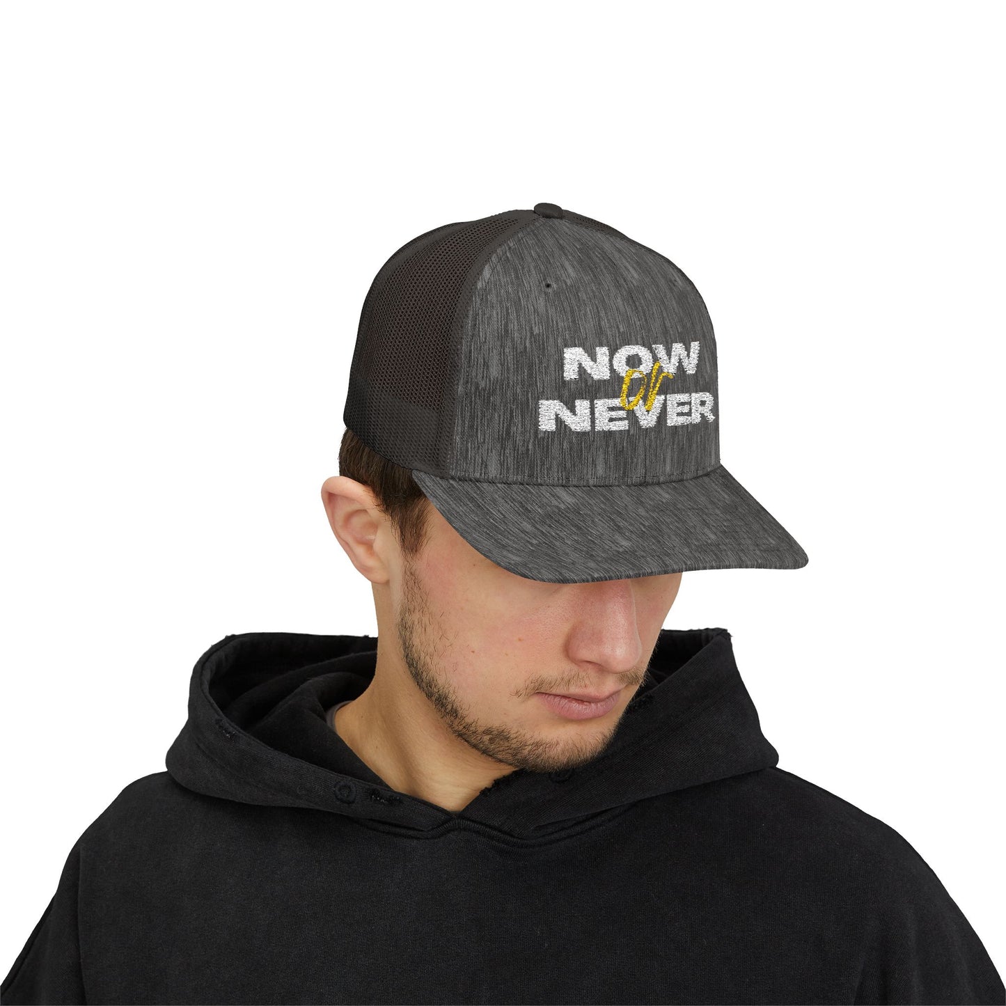 Now or Never Snapback Trucker Cap | Stylish Hat for Everyday, Perfect Gift, Trendy Headwear for Festivals, Sports, Casual Wear