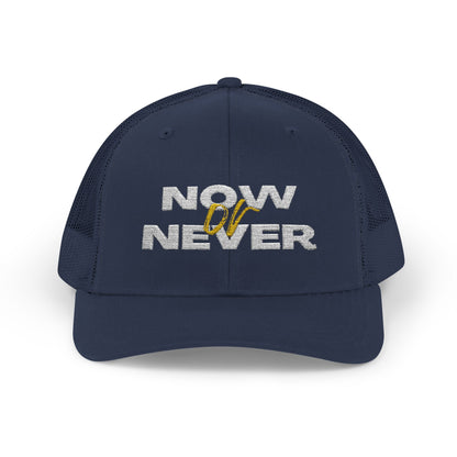 Now or Never Snapback Trucker Cap | Stylish Hat for Everyday, Perfect Gift, Trendy Headwear for Festivals, Sports, Casual Wear